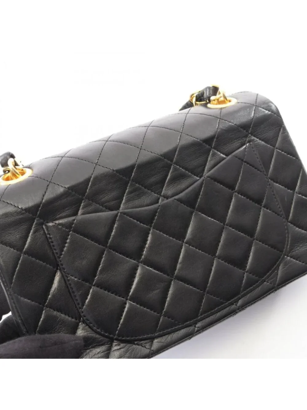 Chanel Handbag Quilted Black Lambskin Top Handle